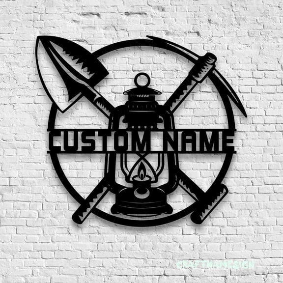 Craftnamesign Custom Coal Mining Metal Wall Art Led Light, Miner Name Sign, Coal Mining Sign