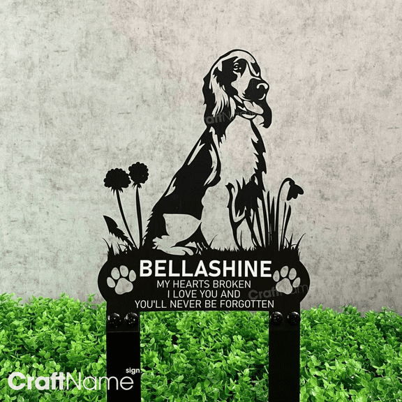 Craftnamesign Custom Cocker Spaniel Dog Memorial Metal Garden Stake, Memorial Plaque for Dog Loss