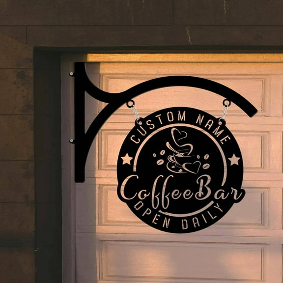 Craftnamesign Custom Coffee Bar Metal Hanging Sign, Hanging Outdoor Sign For Coffee Storefront