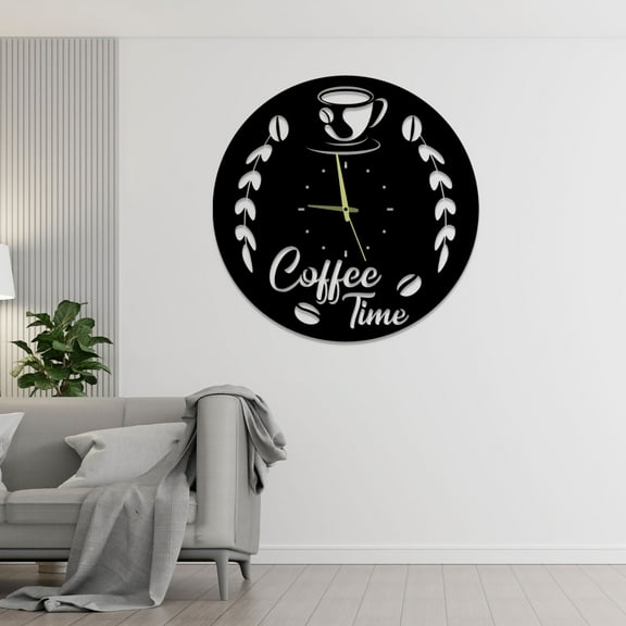 Craftnamesign Custom Coffee Time Wall Clock For Cafe Shop, Coffee Station Home Decor