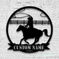 thumbnail image 1 of Craftnamesign Custom Cowboy Riding Horse Metal Wall Art LED Light, Custom Cowboy Name Sign, 1 of 5