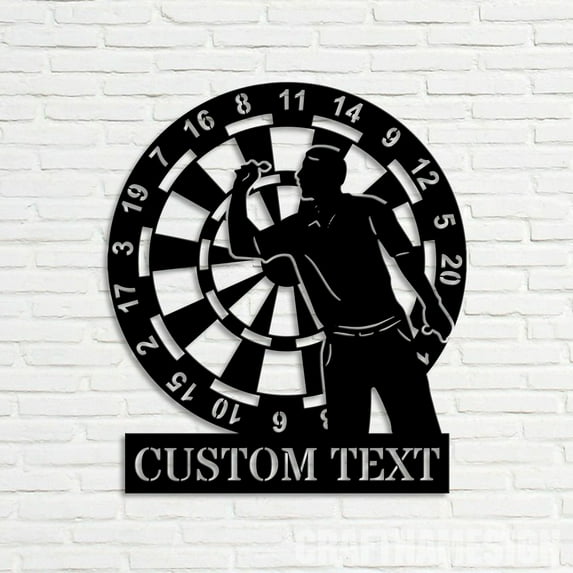Craftnamesign Custom Dartboard Dart Game Metal Sign LED Light, Custom Dart Gamer Name Sign
