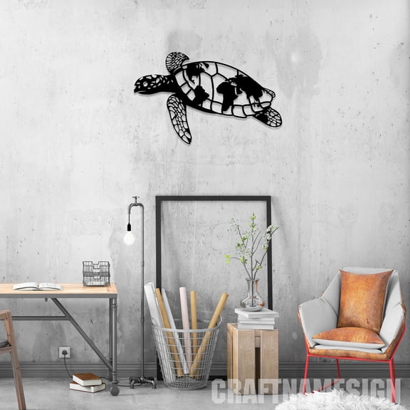 Craftnamesign Sea Turtle Monograms Metal Wall Art Led Light, Personalized Turtle Name Sign Decor