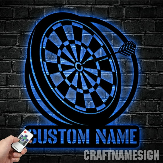 Craftnamesign Custom Darts Metal Wall Art, Personalized Darts Player Name Sign