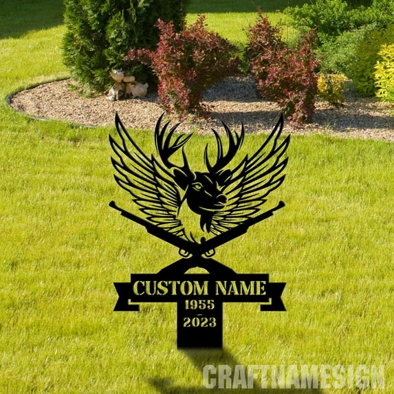 Craftnamesign Custom Deer Hunting Memorial Stake, Dad Grave Marker, Hunter Loss, Dad Lost Memorial