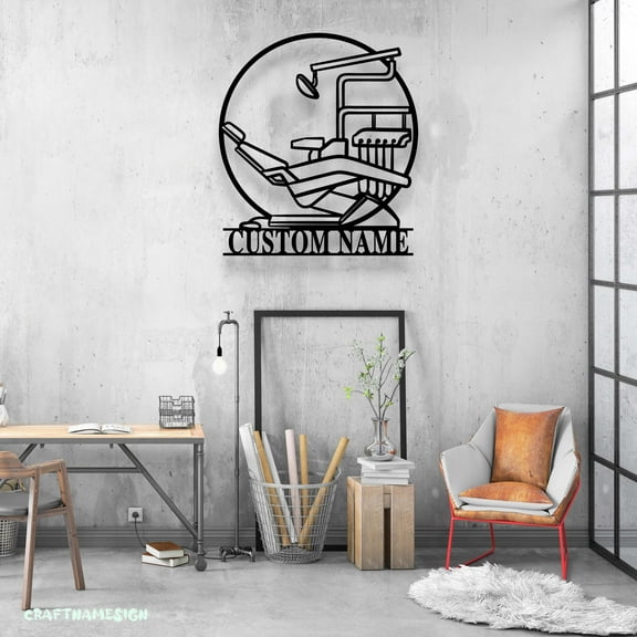 Craftnamesign Custom Dental Clinic Metal Wall Art LED Light, Custom Dental Care Name Sign