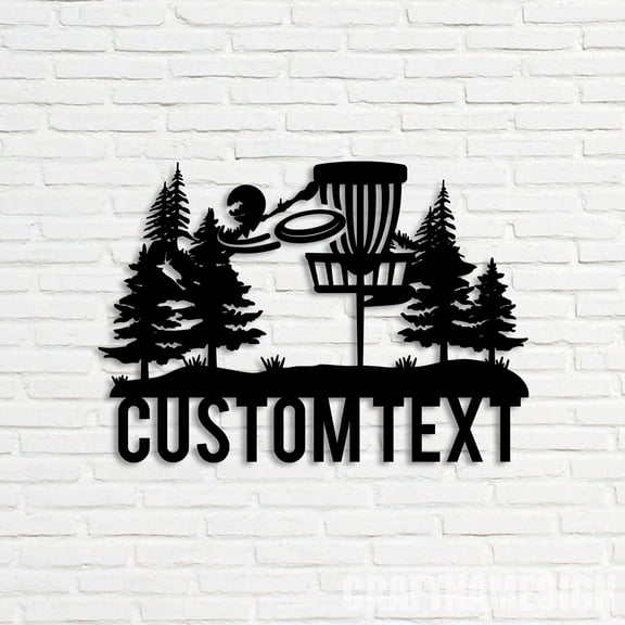 Craftnamesign Custom Disc Golf Metal Wall Art LED Light, Custom Disc Golf Name Sign Decor