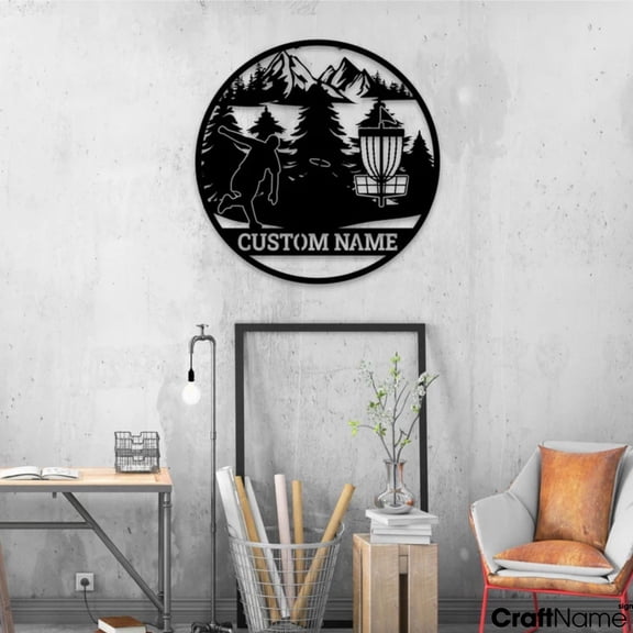 Craftnamesign Custom Disc Golf Player LED Light Metal Sign, Disc Golf Metal Wall Art Decor