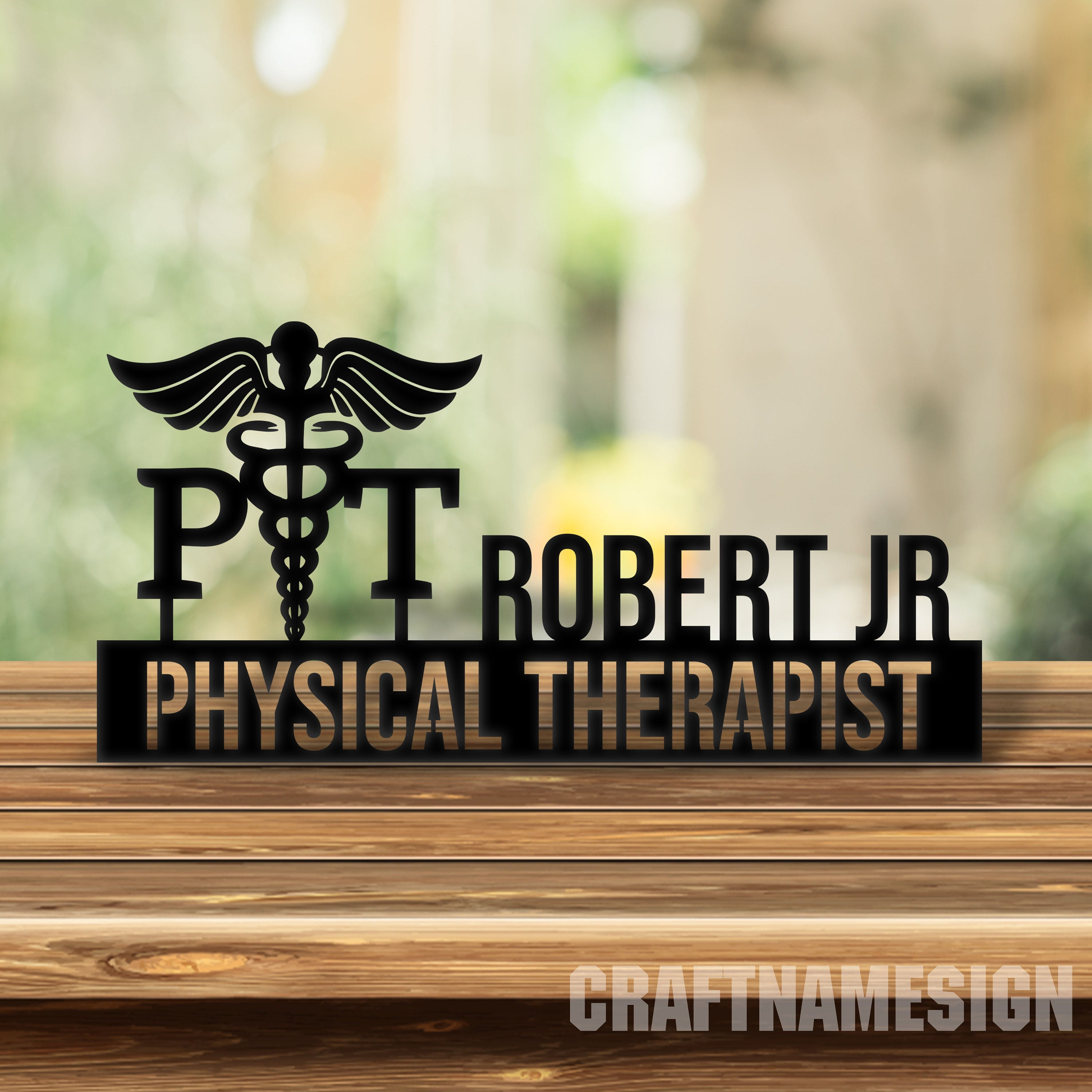 Craftnamesign Custom Doctor Therapy Wooden Desk Name Plate, Physical