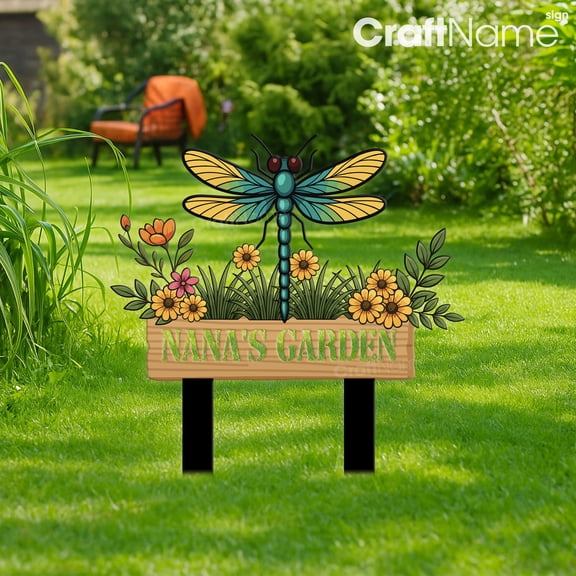 Craftnamesign Custom Dragonfly Garden Stake, Dragonfly Metal Outdoor Backyard Stake Decor
