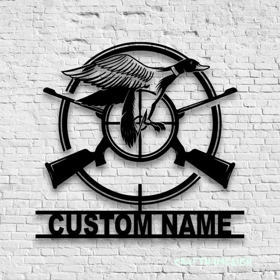 Craftnamesign Custom Duck Hunting Metal Wall Art LED Light, Custom Duck Hunter Name Sign
