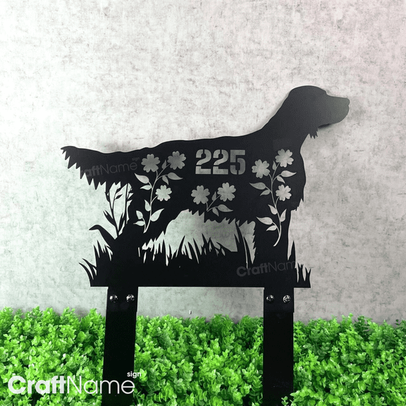 Craftnamesign Custom English Setter Dog Memorial Metal Stake, Memorial Plaque Yard Decor