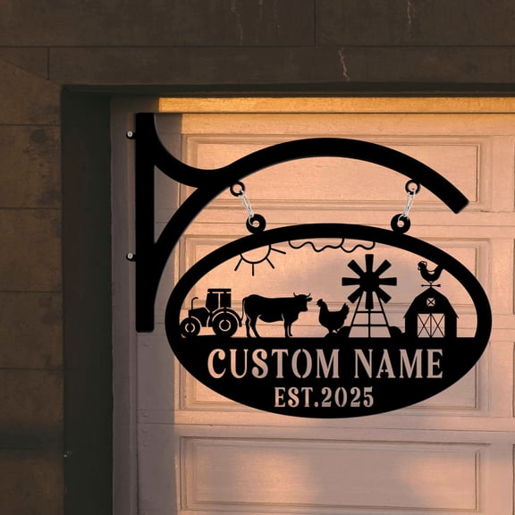 Craftnamesign Custom Farm House Metal Hanging Sign, Farmer Sign Decor, Outdoor Farmhouse Wall Art