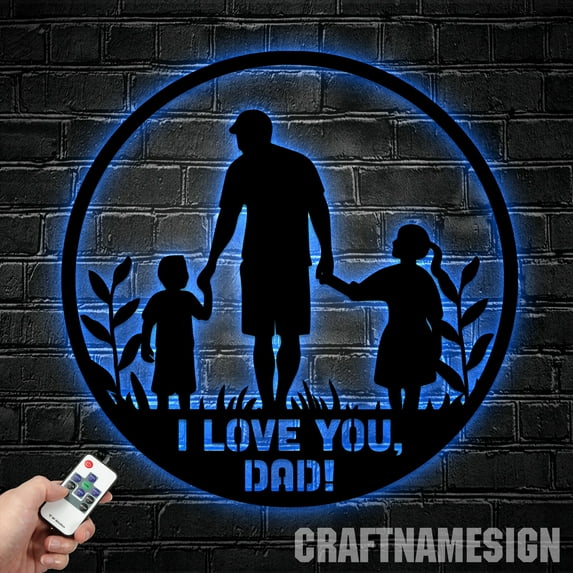 Craftnamesign Custom Father Daughter Son Metal Wall Art, I love Dad Sign