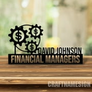 Craftnamesign Custom Financial Manager Desk Name Plate, Financial Metal Nameplate, Office Decor