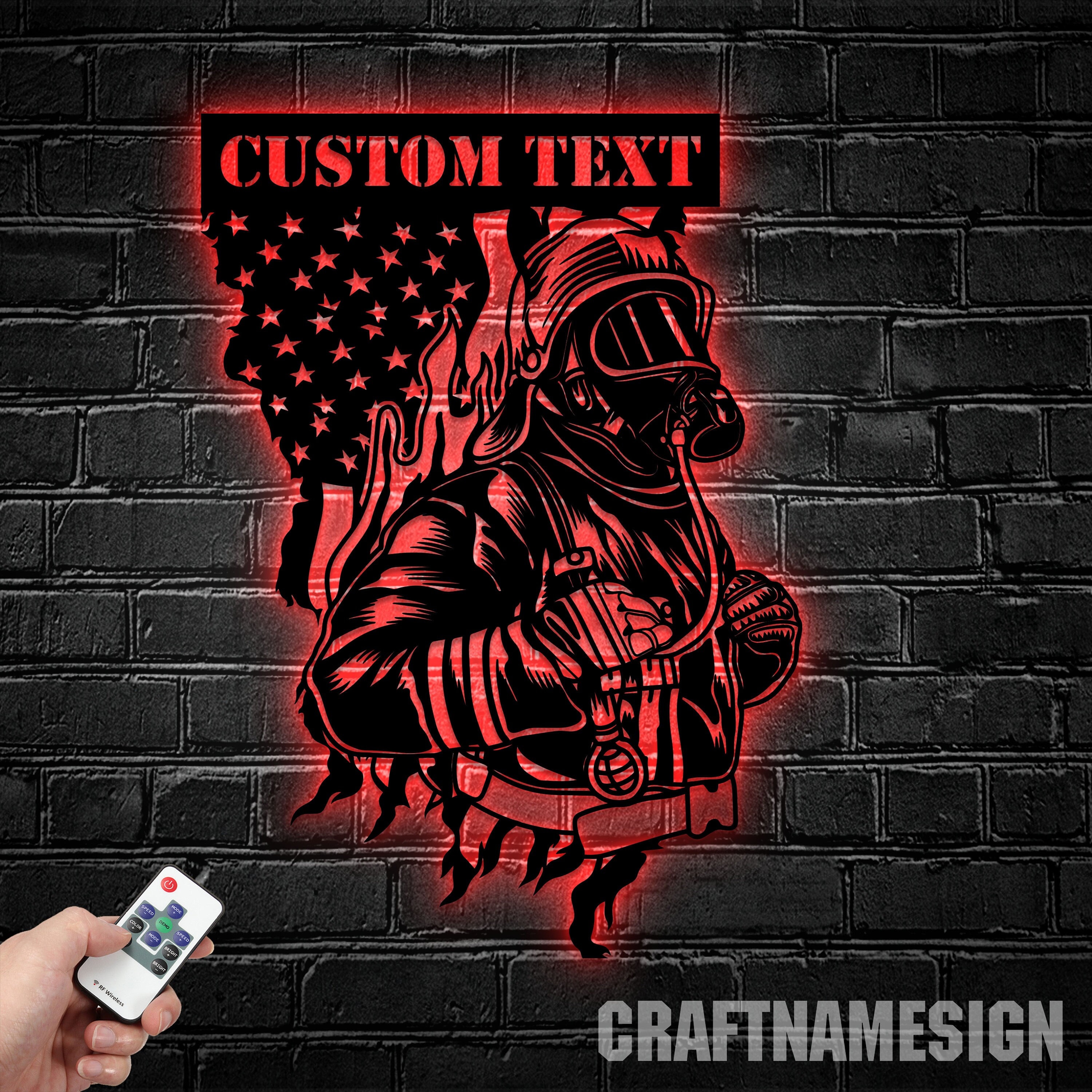 Craftnamesign Custom Firefighter Metal Wall Art LED Light, Firefighter ...