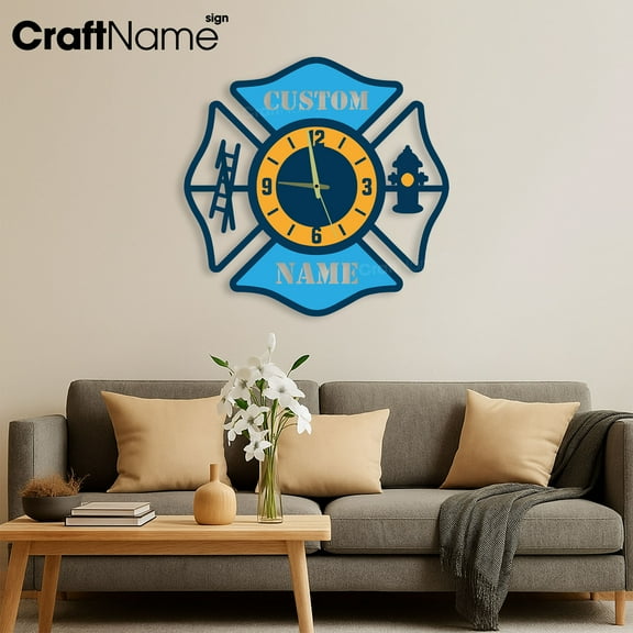 Craftnamesign Custom Firefighter Metal Wall Clock, Wall Clock Unique for Home Decor, Gift For Dad