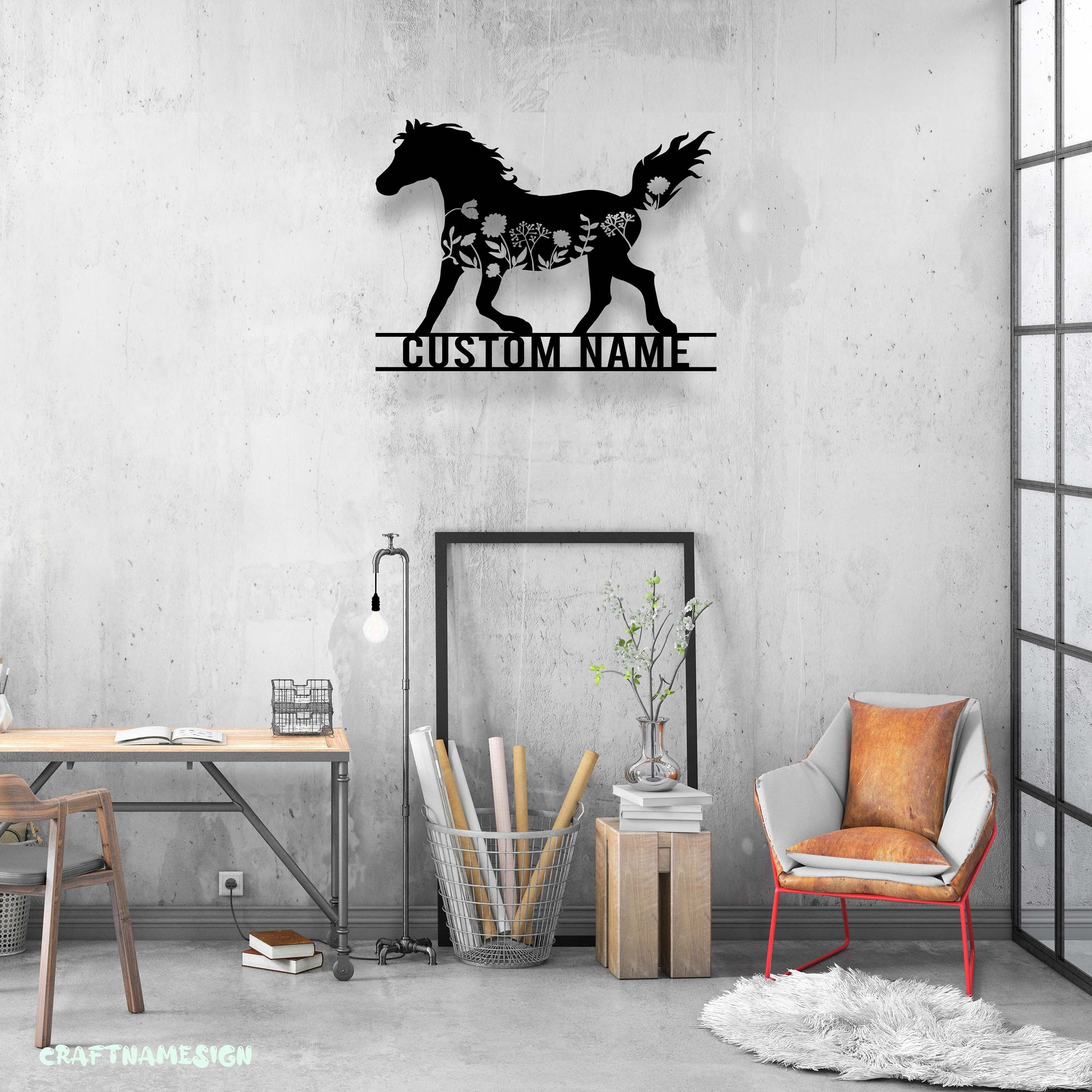 Love Horse Heart-Shaped Metal Wall Art - 11x12 Inch Handmade Iron Decor For Living Room Or Garden