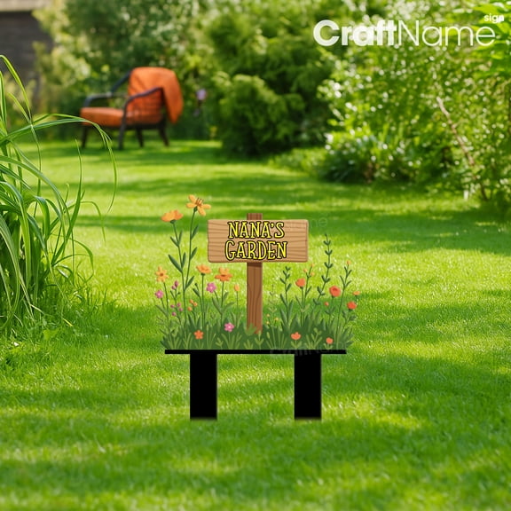 Craftnamesign Custom Flowers Garden Stake, Metal Outdoor Grandma's Backyard Stake Decor