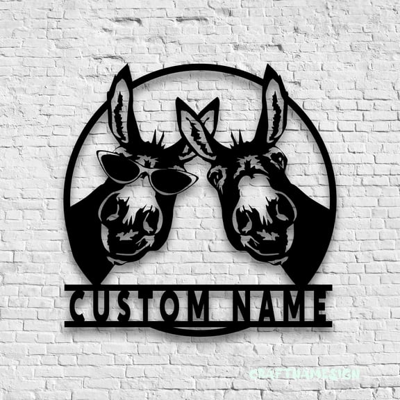 Craftnamesign Custom Funny Donkey Farmhouse Metal Sign LED Light, Donkey Name Sign, Donkey Decor