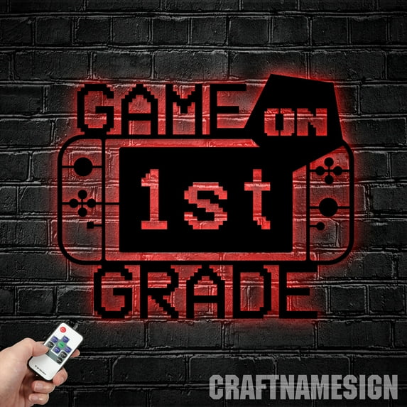 Craftnamesign Custom Game On Metal Wall Art LED Light, Custom Gamer Name Sign, Game Room LED Decor