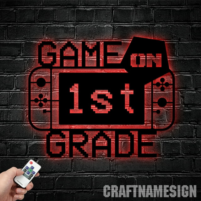 Craftnamesign Custom Game On Metal Wall Art LED Light, Custom Gamer Name Sign, Game Room LED