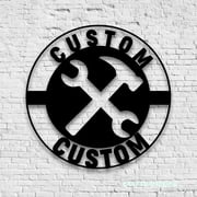Craftnamesign Custom Garage Tools Metal Wall Art LED Light, Personalized Workshop Name Sign