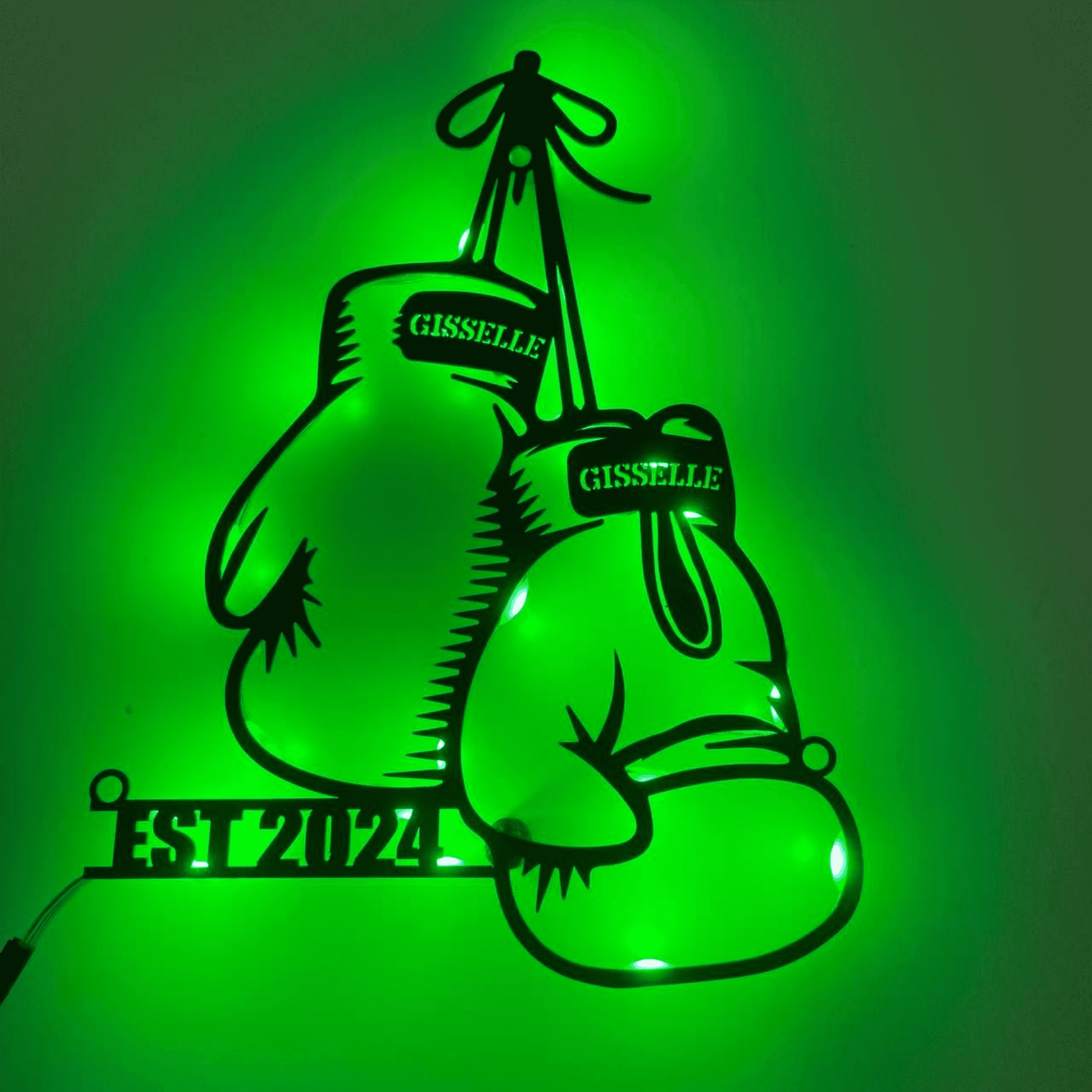 Craftnamesign Custom Boxing Gloves Metal Wall Art LED Light, Boxing ...