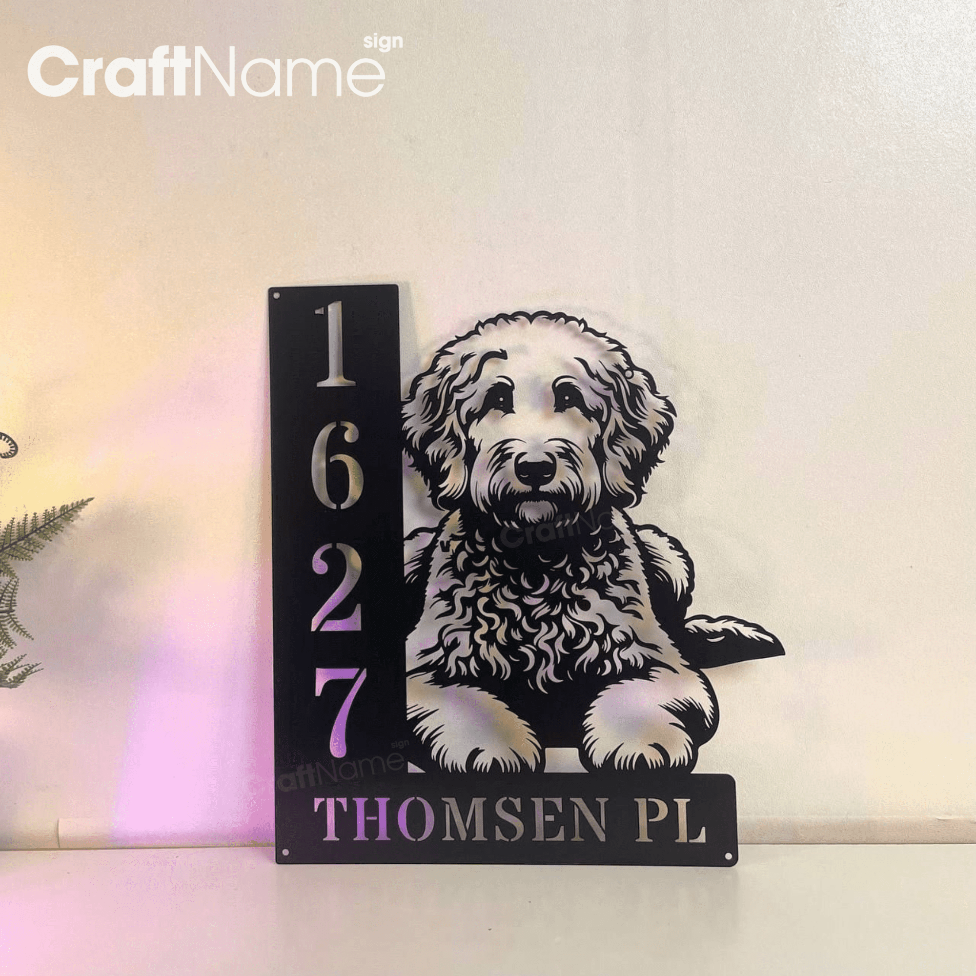 Craftnamesign Custom Golden doodle Dog Metal Address Sign, House Number ...