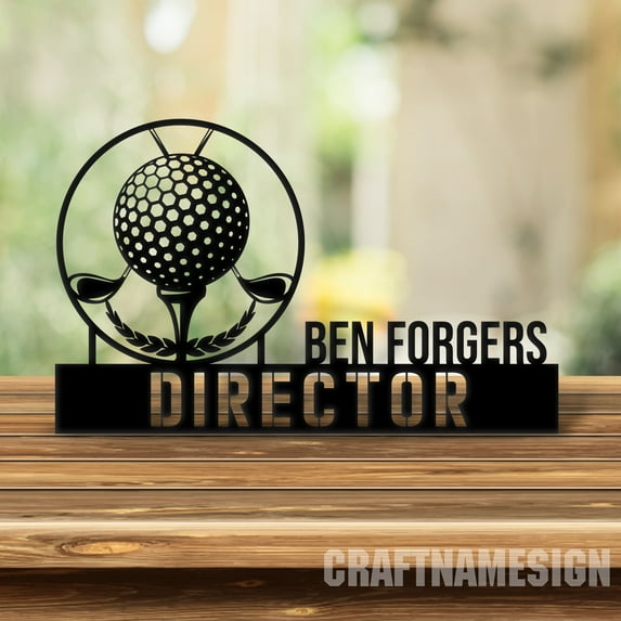 Craftnamesign Custom Golfing Desk Name Plate, Golf Lover Metal Nameplate, Golfer Desk Decor