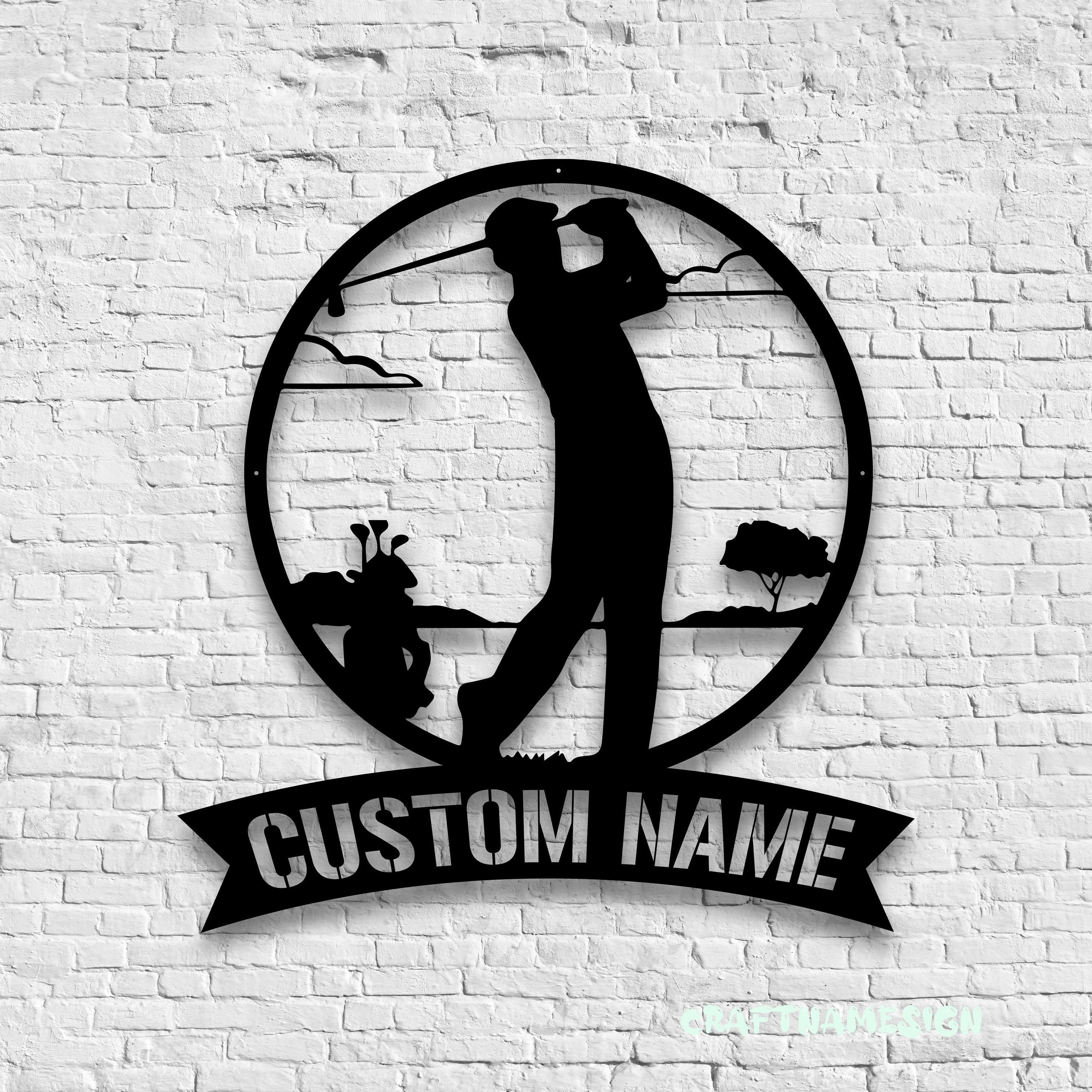 Craftnamesign Custom Golfing Metal Wall Art LED Light, Custom Golfer Name Sign, Golf Sign