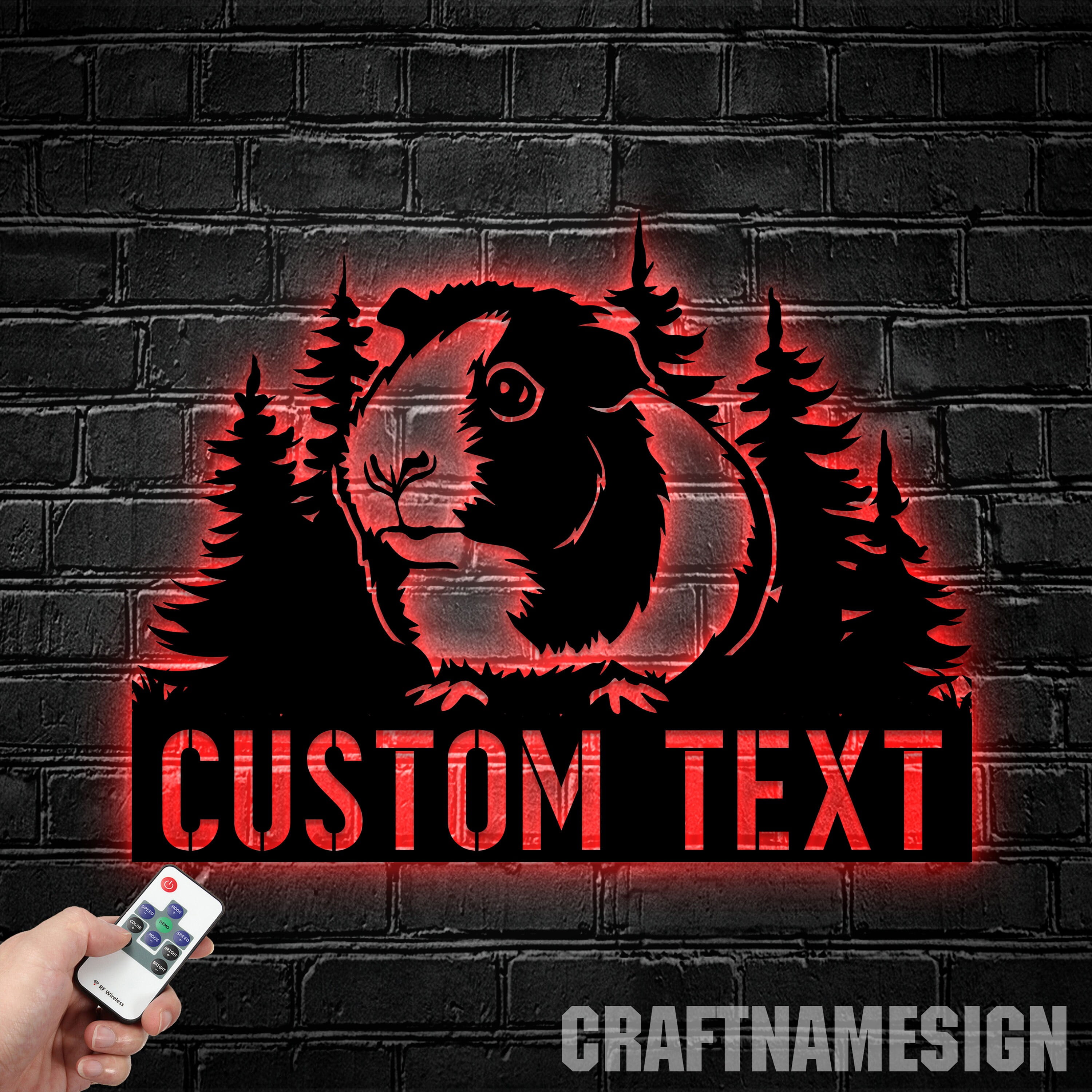 Craftnamesign Custom Guinea Pig Metal Sign LED Light, Guinea Pig Decor