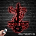 thumbnail image 1 of Craftnamesign Custom Guitar Metal Wall Art LED Light, Custom Guitar Player Name Sign, 1 of 5