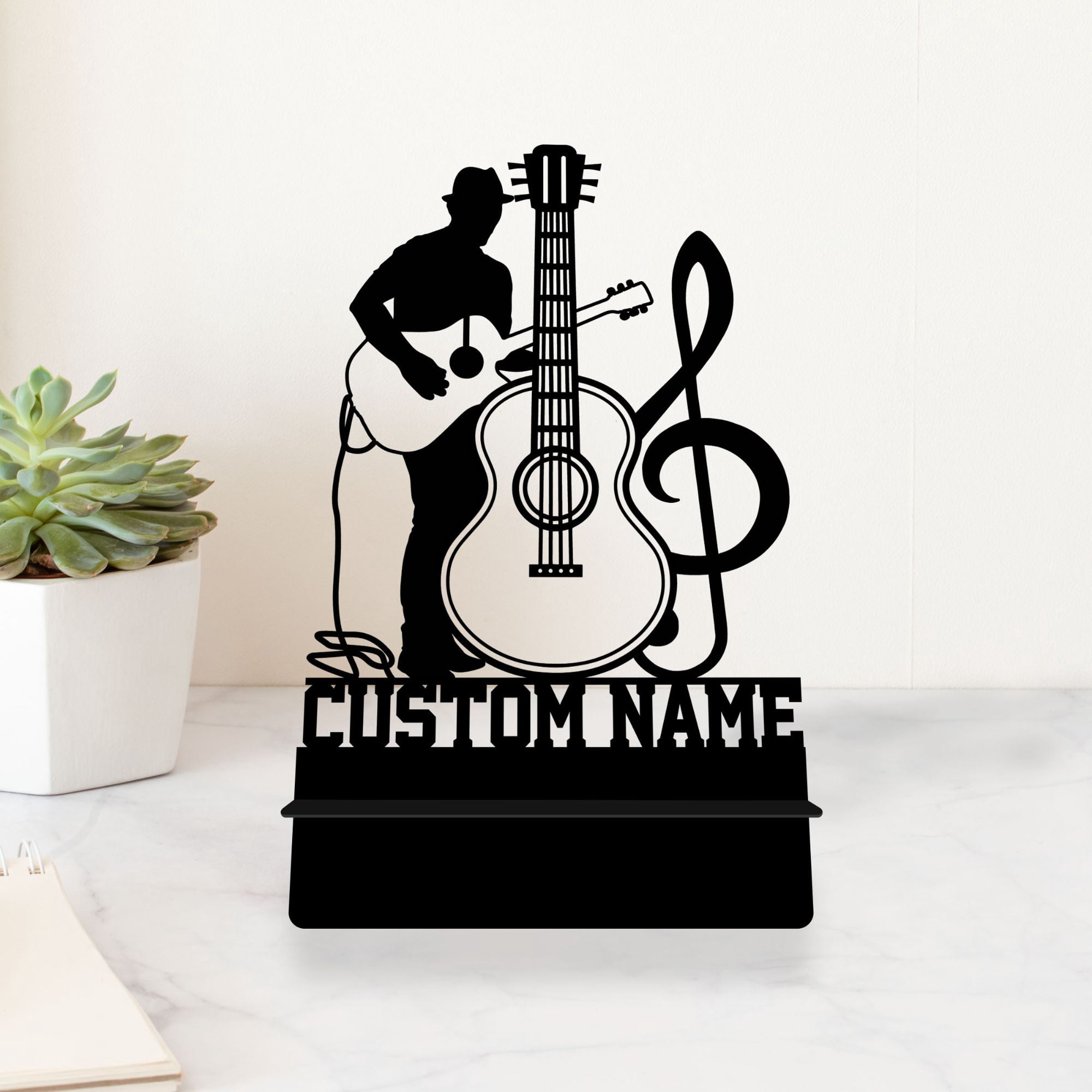 Craftnamesign Custom Guitarist Metal Cell Phone Desk Holder, Metal Guitar Phone Holder Phone Stand