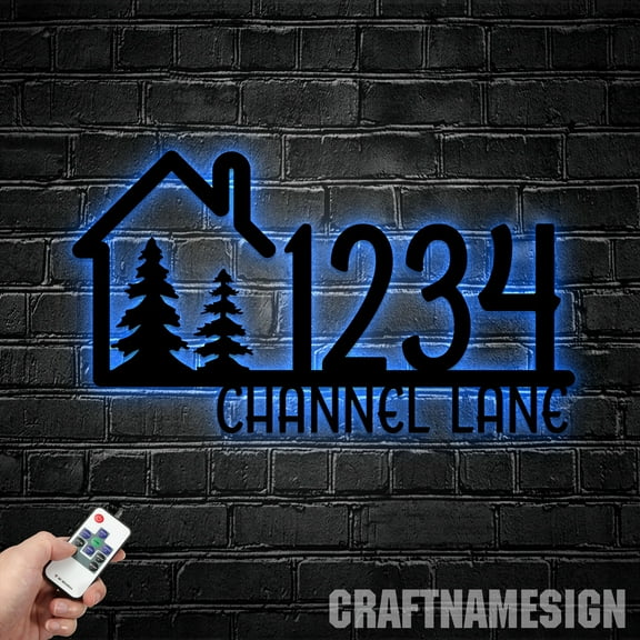 Craftnamesign Custom HS Pine Tree House Metal Wall Art, Personalized Family Name Sign