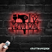Craftnamesign Custom Hair Salon Metal Wall Art LED Light, Custom Hair Stylist Name Sign, Home Decor