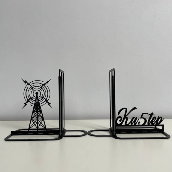 Craftnamesign Custom Ham Radio Metal Bookends, Ham Radio Bookshelf Decor, Book Stand