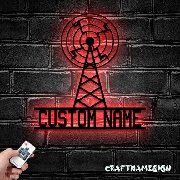 Craftnamesign Custom Ham Radio Metal Wall Art LED Light, Personalized Amateur Radio Name Sign