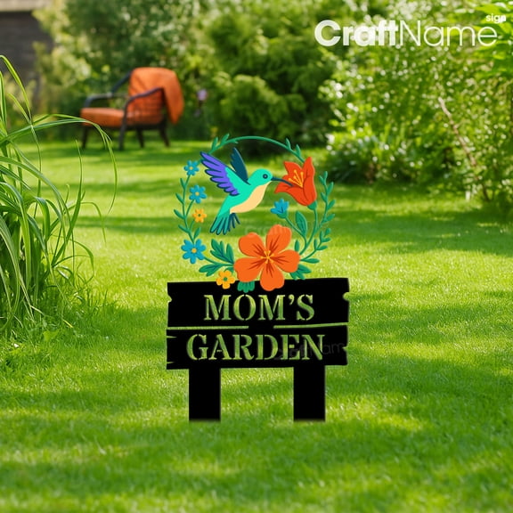 Craftnamesign Custom Hummingbird Garden Stake, Bird Metal Outdoor Backyard Decor, Gift For Grandma