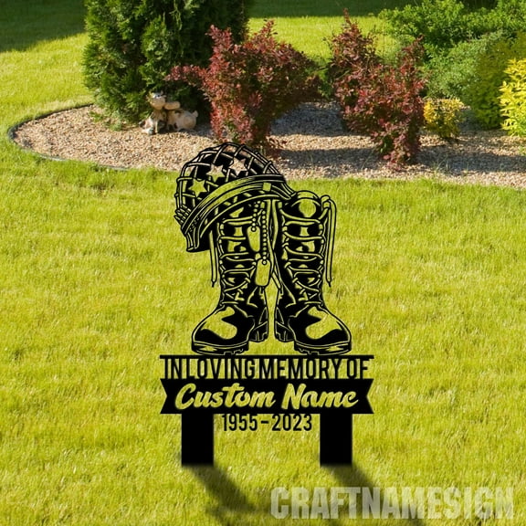 Craftnamesign Custom In Loving Memory Of Veteran Memorial Stake, Army Grave Marker