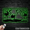 thumbnail image 1 of Craftnamesign Custom Japanese Cranes Dance Metal Wall Art LED Light, 1 of 5