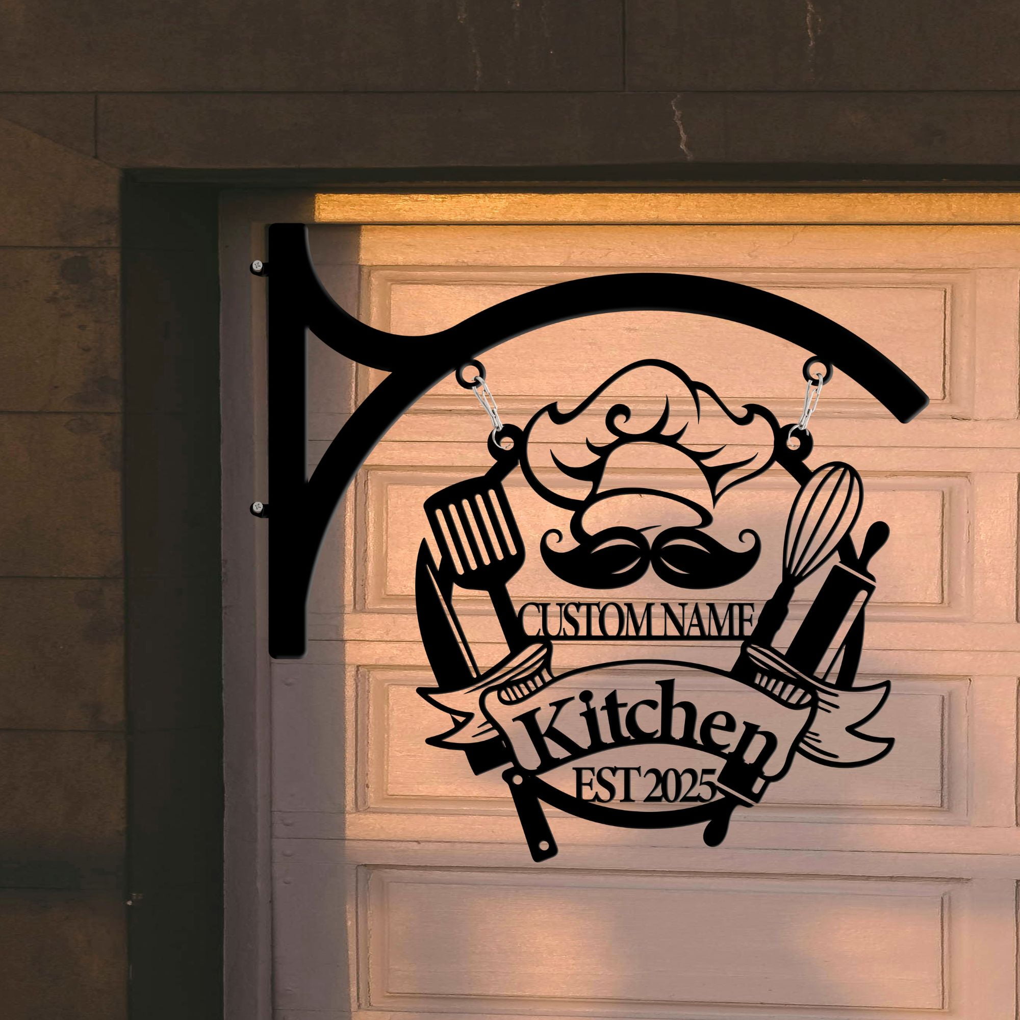 Craftnamesign Custom Kitchen Metal Hanging Sign, Metal Chef Kitchen ...