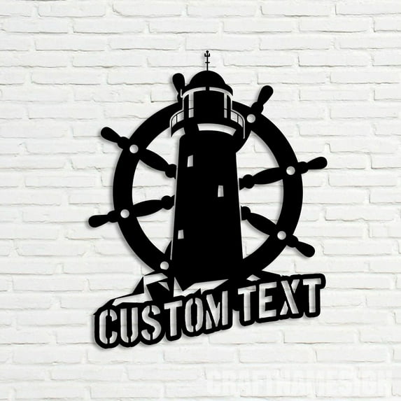 Craftnamesign Custom Lighthouse Metal Wall Art LED Light, Custom Light House Name Sign