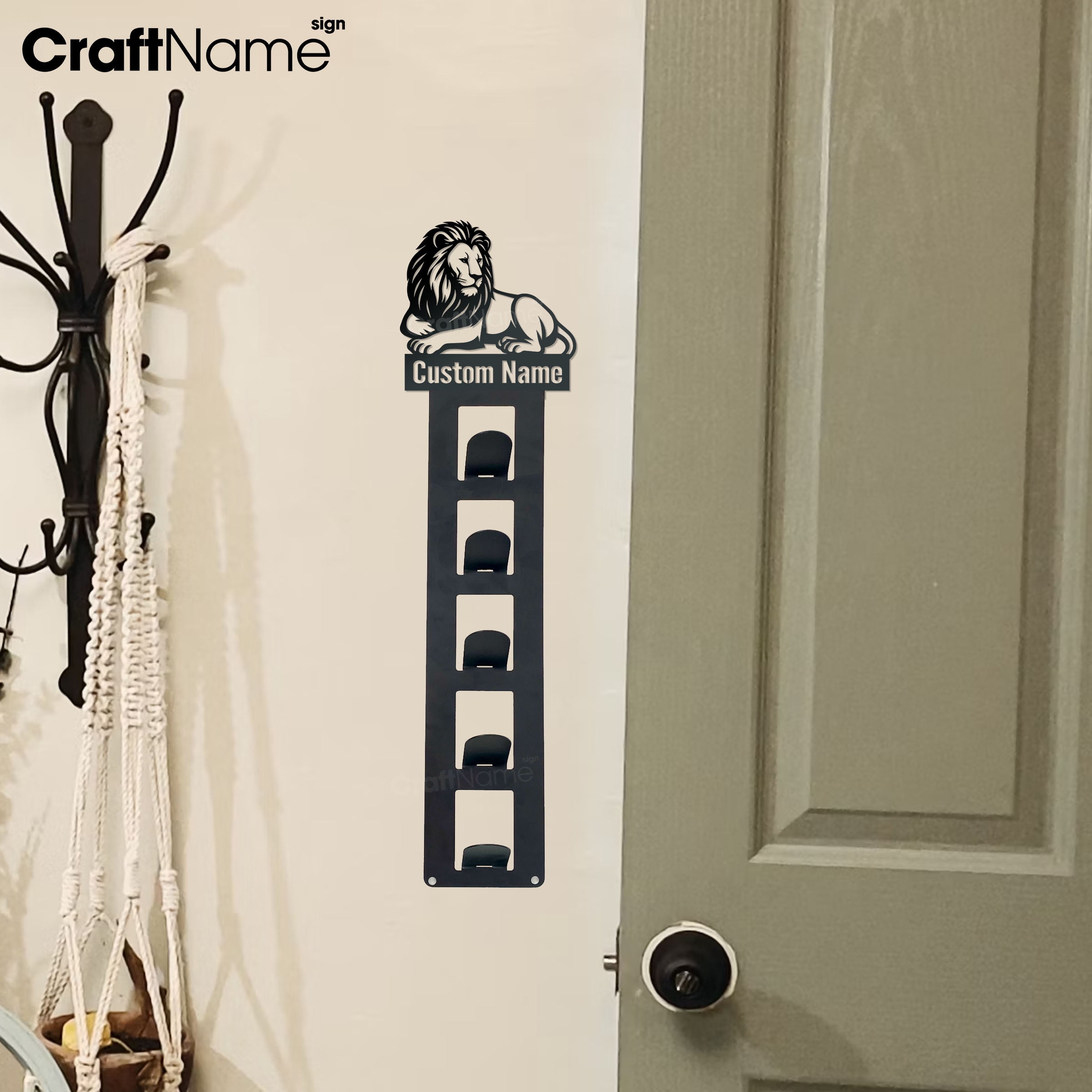 Lion Metal Racking Craftnamesign Custom Lion Metal Hat Rack Wall Decor, Unique Cap Rack ...