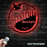 Craftnamesign Custom Logo Design Metal Wall Art LED Light, Personalized Business Logo Name Sign
