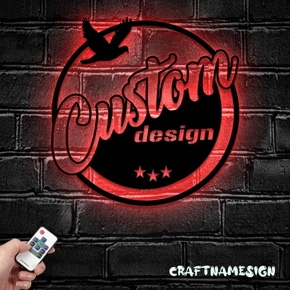 Craftnamesign Custom Logo Design Metal Wall Art LED Light, Personalized Business Logo Name Sign