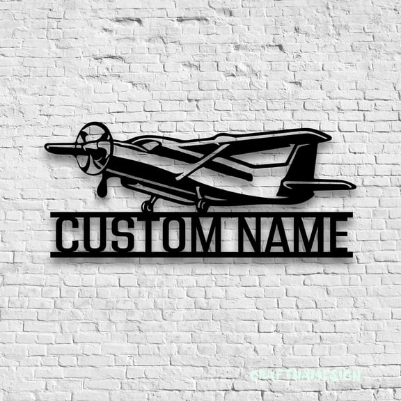 Craftnamesign Custom Airplane Metal Wall Art LED Light, Custom Aircraft Name Sign, Pilot Gifts