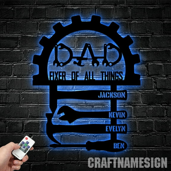 Craftnamesign Custom Mechanic Dad Wall Art, Custom Father Name Led Light