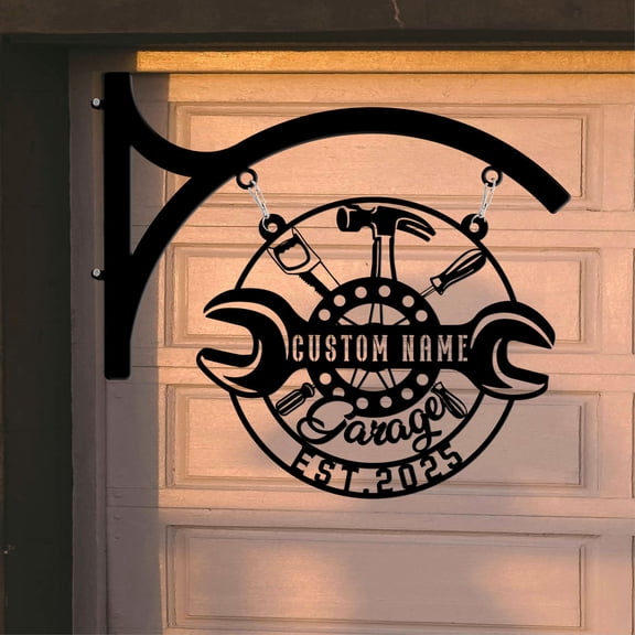 Craftnamesign Custom Mechanic Garage Workshop Metal Hanging Sign Wall Decor, Metal Garage Wall Art