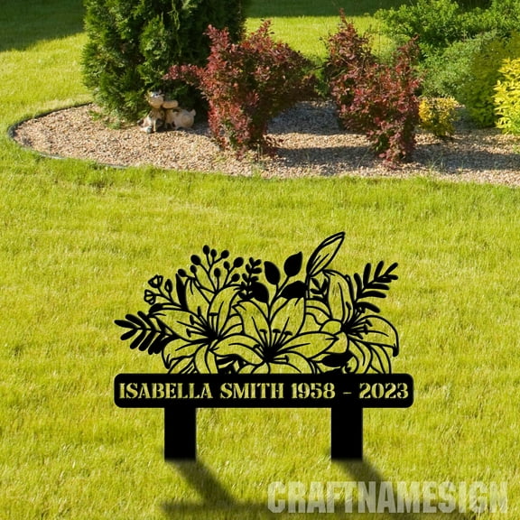 Craftnamesign Custom Memorial Plaque Flower Stake, Memorial Gift for Mom, Grave Marker Of Dad
